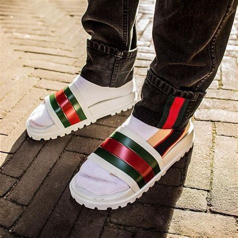 men gucci alides|gucci platform slides men.